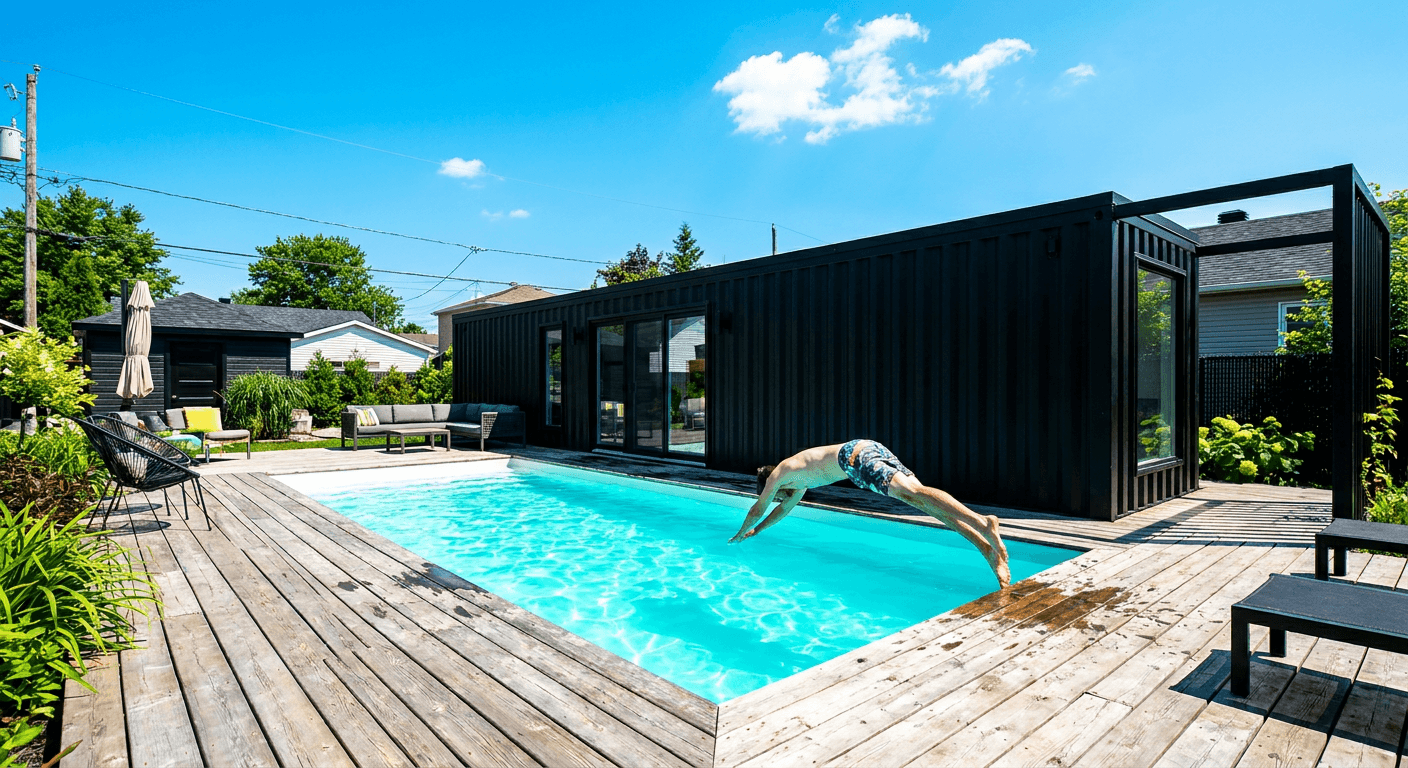 Piscine conteneur NOMAD en plein jour