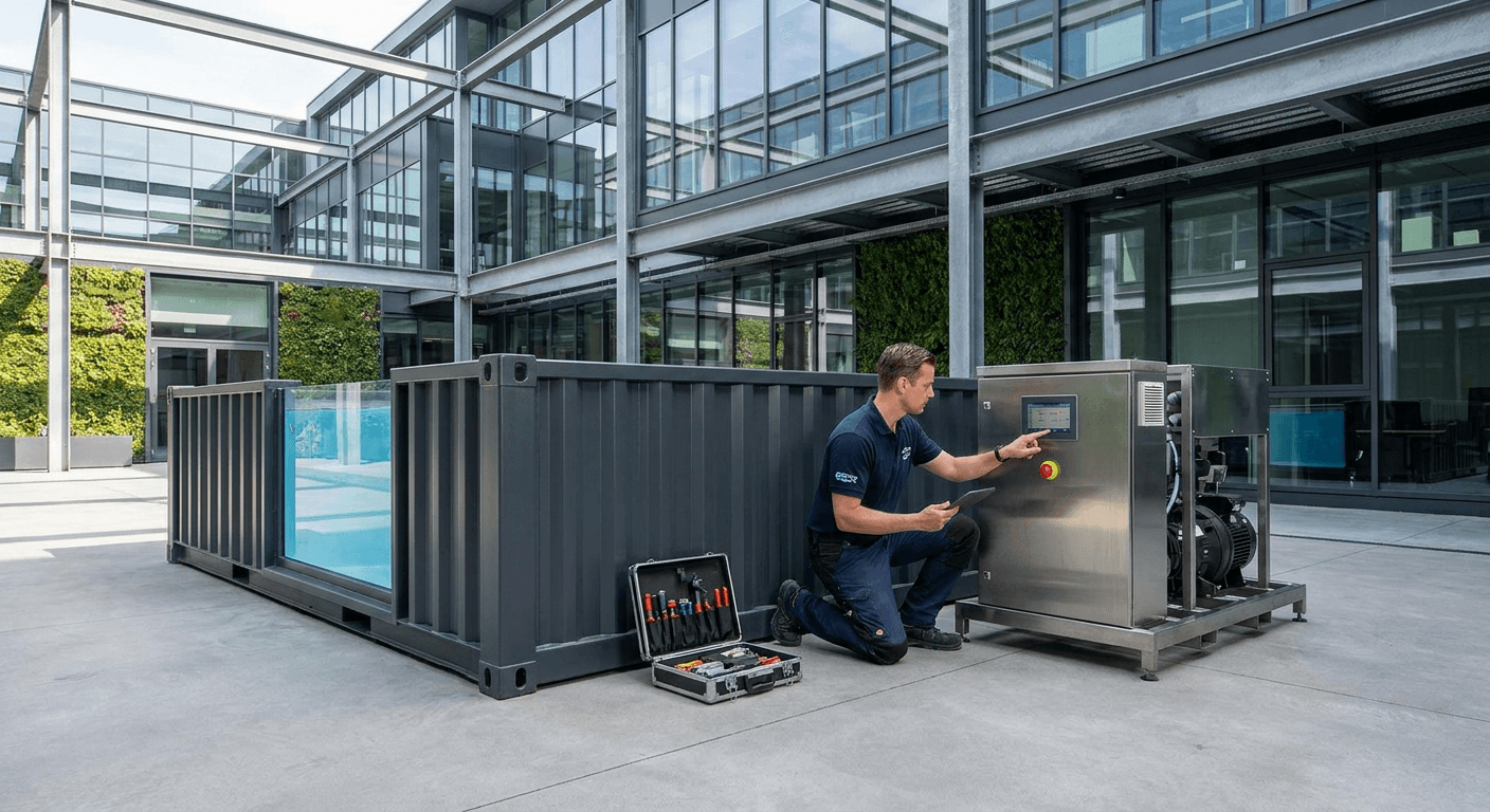 Technicien NOMAD effectuant l'entretien d'une piscine